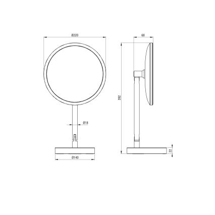 Deante ADI_Z812 - LED акумулаторно козметично огледало за баня SILIA LED/5V 5000 mAh 2700-6500K IP44