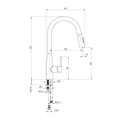 Deante BDH_072M - Кран за мивка с издърпваща се пръскачка LUKRECJA лъскав хром