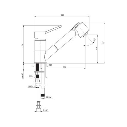 Deante BDN_071M - Кран за мивка с издърпваща се пръскачка NARCYZ лъскав хром