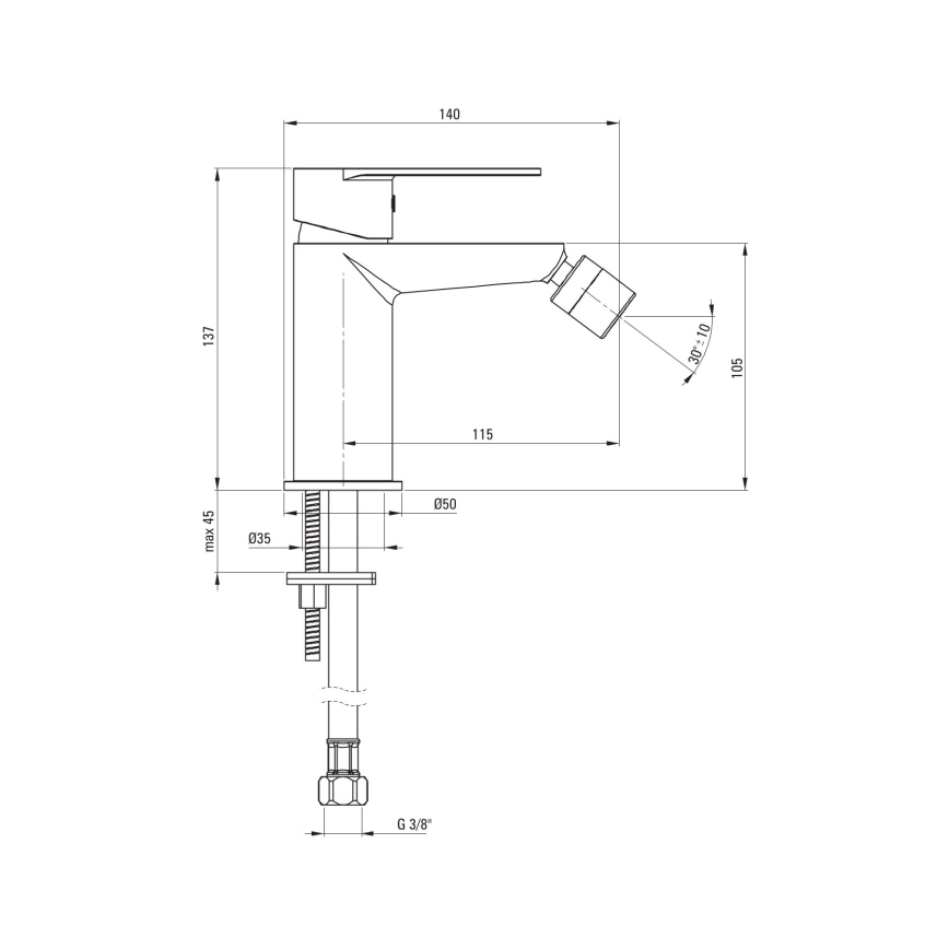 Deante BGA_N30M - Смесител за биде ALPINIA черен