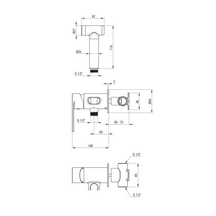 Deante BGA_N34M - Смесител за биде с ръчен душ за вграден монтаж ALPINIA черен