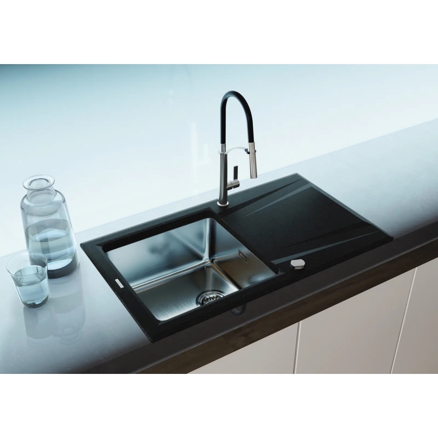 Deante BGB_B720 - Смесител за мивка с гъвкаво рамо GERBERA черен/хром