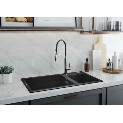 Deante BGB_B720 - Смесител за мивка с гъвкаво рамо GERBERA черен/хром