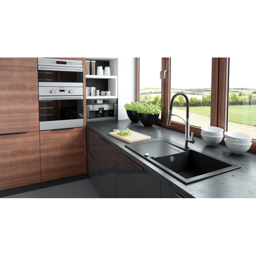 Deante BGB_B720 - Смесител за мивка с гъвкаво рамо GERBERA черен/хром