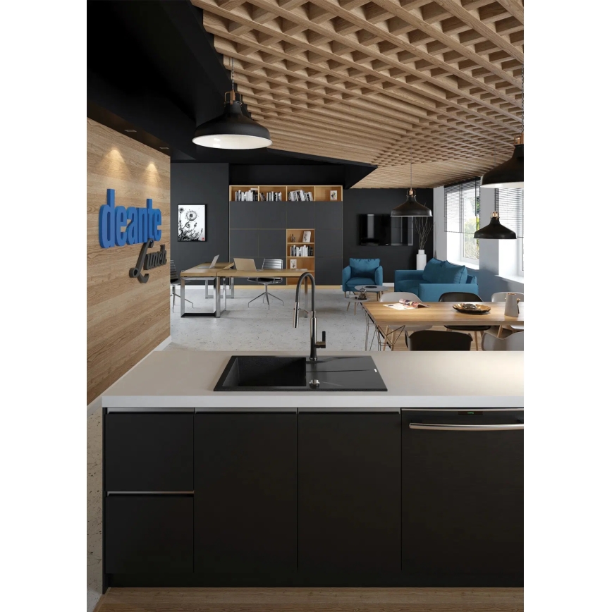 Deante BGB_B720 - Смесител за мивка с гъвкаво рамо GERBERA черен/хром