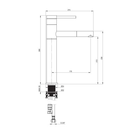 Deante BGE_N22K - Смесител за мивка с изтеглящ се душ ORA 30,9 cm черен