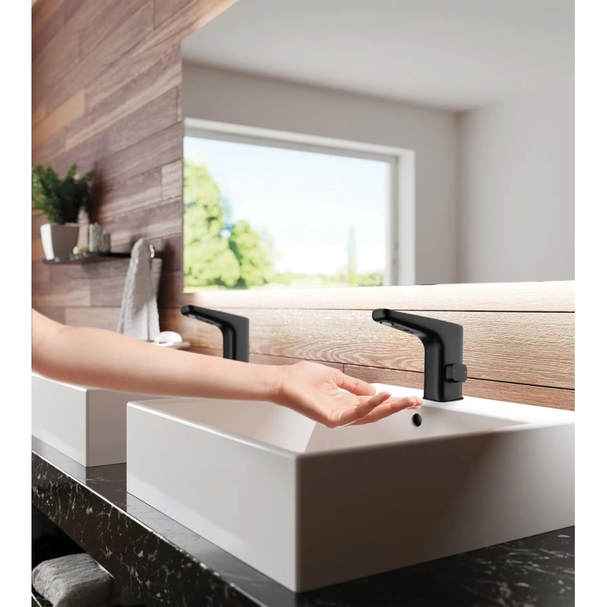 Deante BQH_N28V - Безконтактен смесител за мивка HIACYNT 230/6V черен