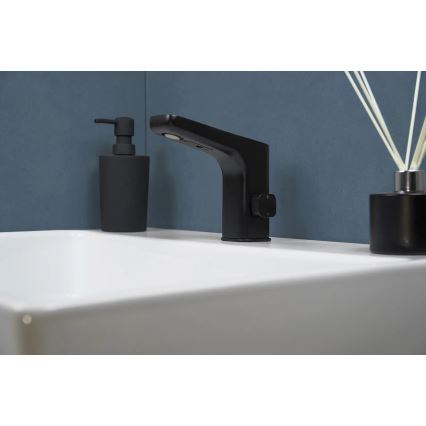 Deante BQH_N29R - Безконтактен смесител за мивка с регулиране на температурата HIACYNT 4xAA черен