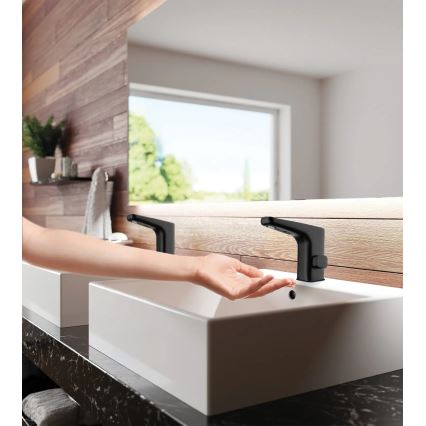 Deante BQH_N29V - Безконтактен смесител за мивка с регулиране на температурата HIACYNT 230/6V черен