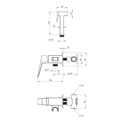 Deante BQL_034M - Смесител за биде с ръчен душ за вграден монтаж BLUR гланцов хром