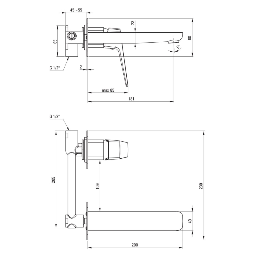 Deante BQL_N54L - смесител за умивалник за вграден монтаж BLUR, черен