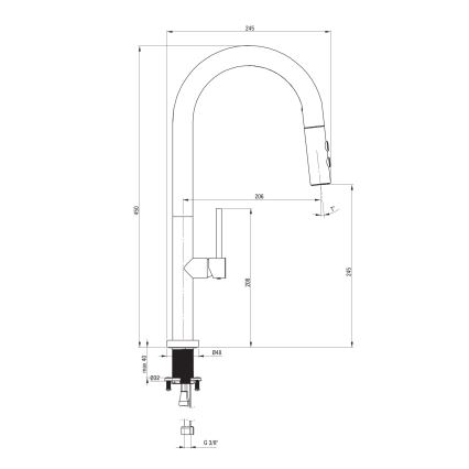 Deante BQO_D72M - Кран за мивка с издърпваща се пръскачка OLFATO титаний