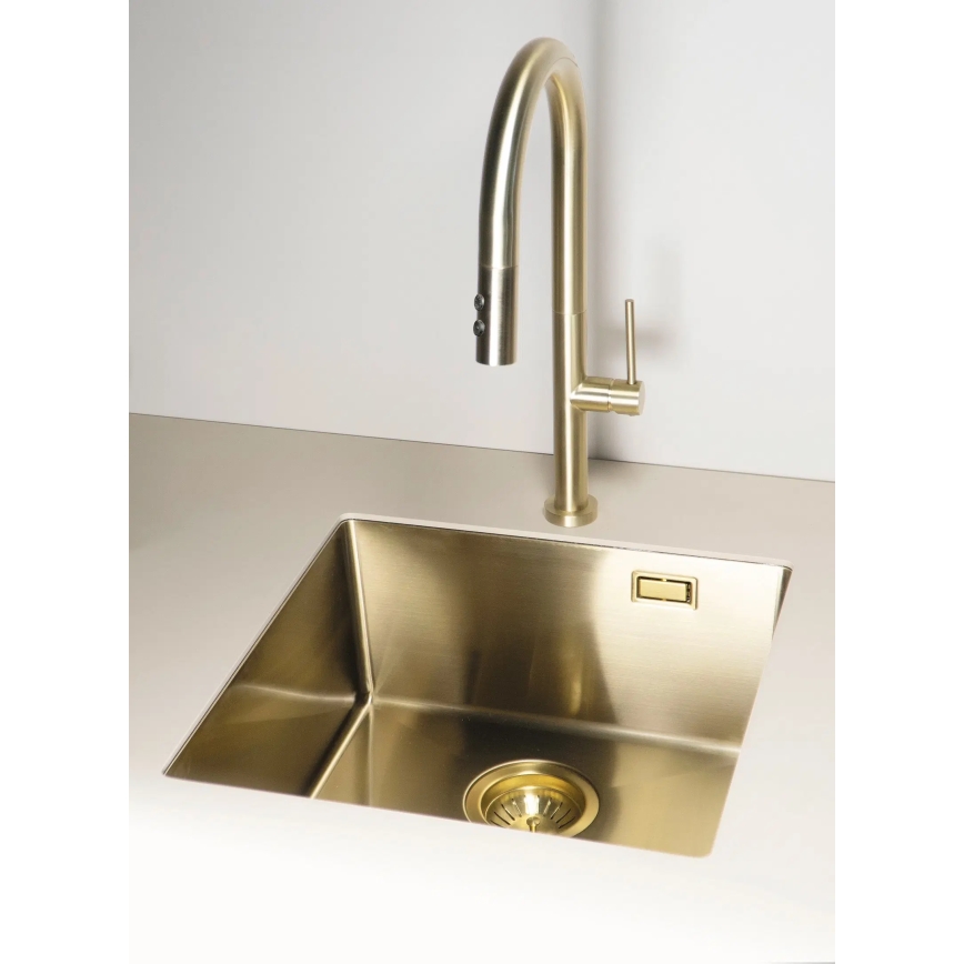 Deante BQO_R72M - Кран за мивка с издърпваща се пръскачка OLFATO матов златист