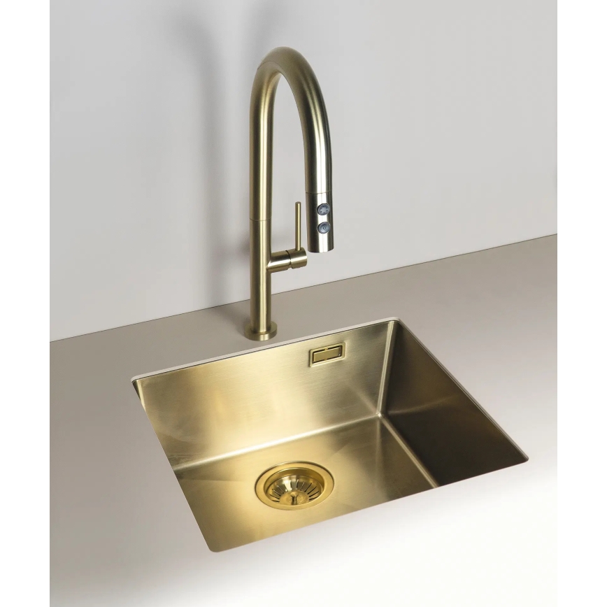 Deante BQO_R72M - Кран за мивка с издърпваща се пръскачка OLFATO матов златист