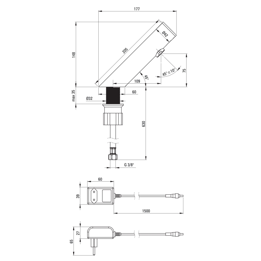 Deante BQR_P28V - Безконтактен смесител за мивка SENSE 230/6V полиран стомана