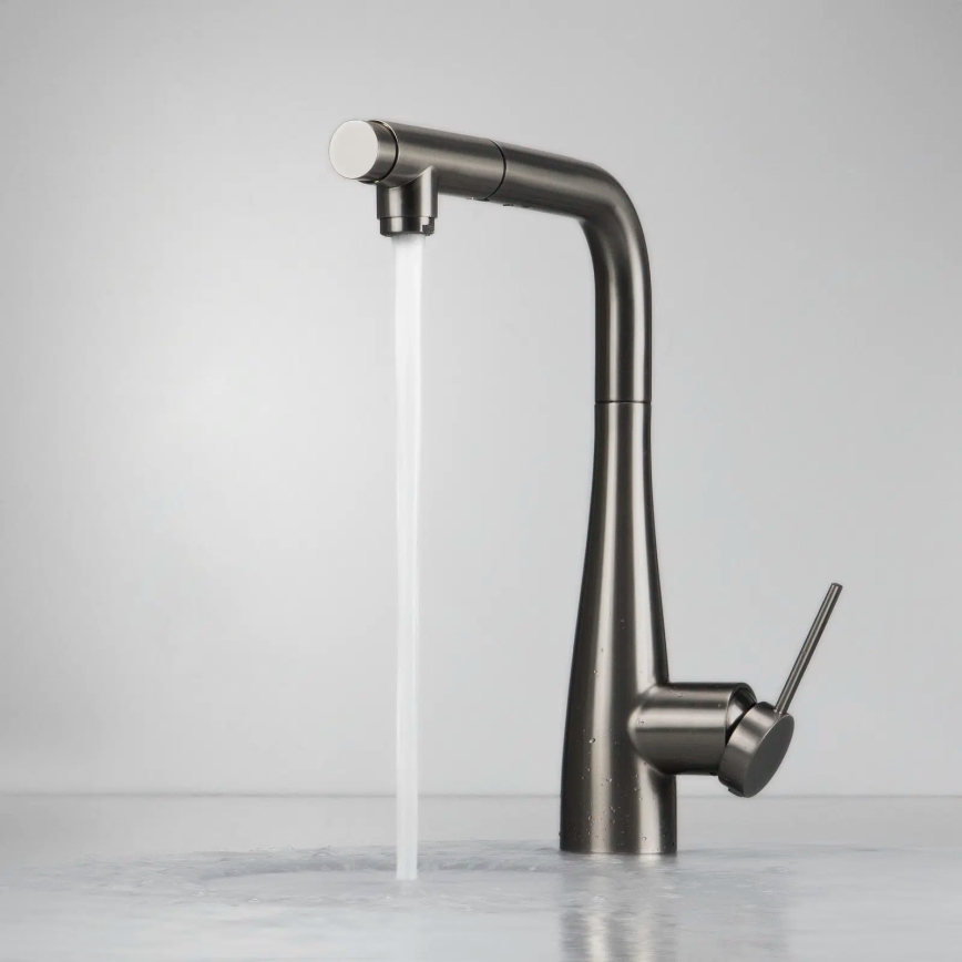 Deante BRE_D75M - Кран за мивка с издърпваща се пръскачка ERIDAN титаний