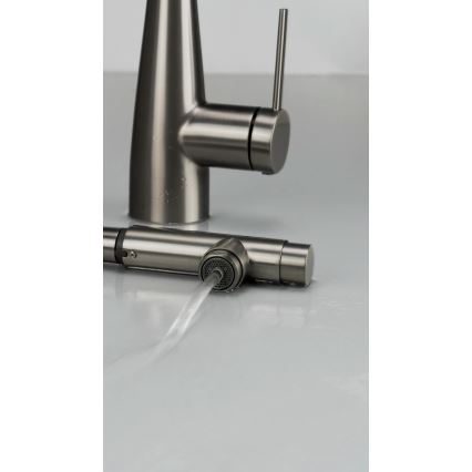 Deante BRE_D75M - Кран за мивка с издърпваща се пръскачка ERIDAN титаний