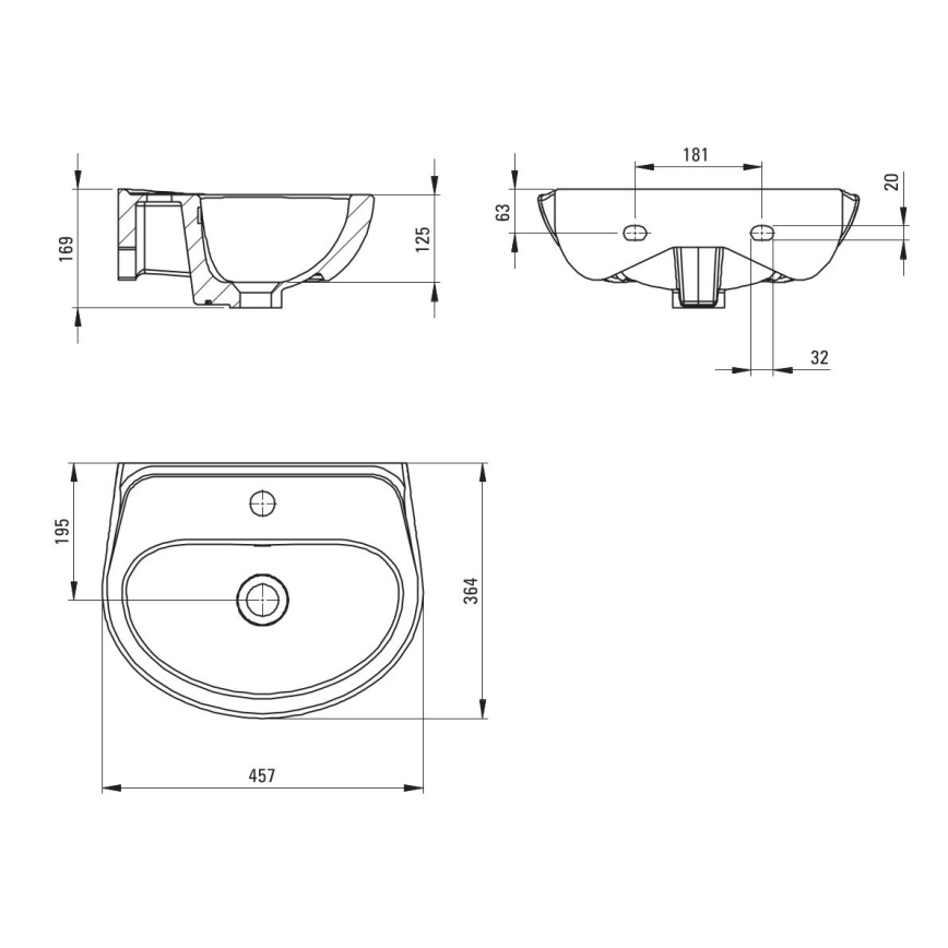 Deante CDJ_6U4W - Стенно монтирана мивка с отвор за смесител JASMIN 45,7x36,4 cm  керамика/бяла
