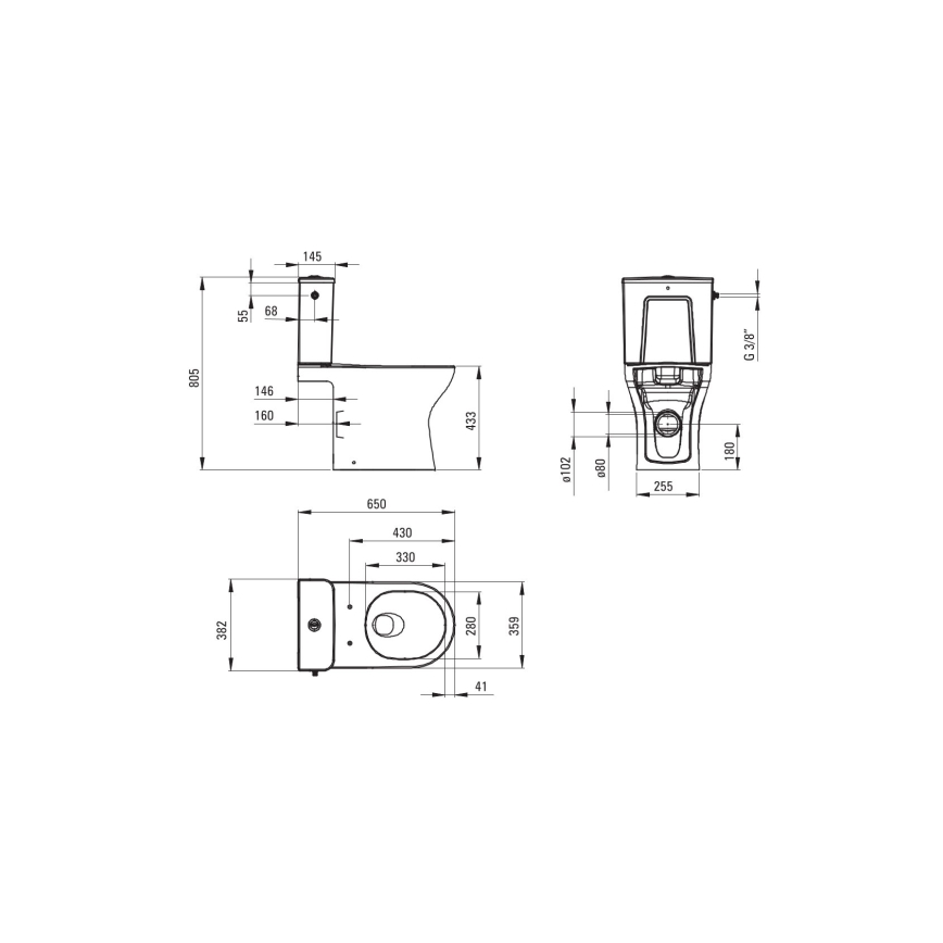 Deante CDJD6RPS - Подова тоалетна чиния JASMIN с тоалетна седалка, керамика/бяла