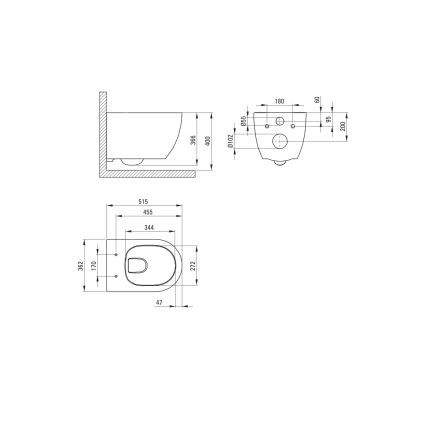 Deante CGRD6ZPW - Конзолна тоалетна ROUND с седалка SoftClose, керамика/бяла