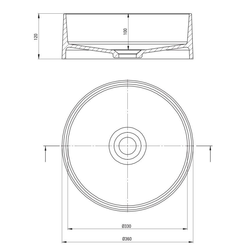 Deante CQS_NU4S - Мивка за плот SILIA Ø 36 см, гранит/черна