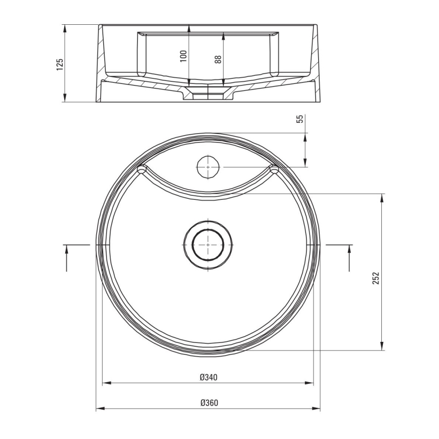 Deante CQS_SU4B - Мивка за плот с отвор за смесител SILIA Ø 36 см гранит/металически сив