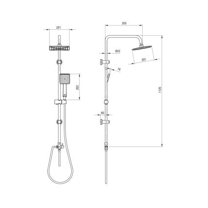 Deante NER_N51K - комплект за душ BORO, черен