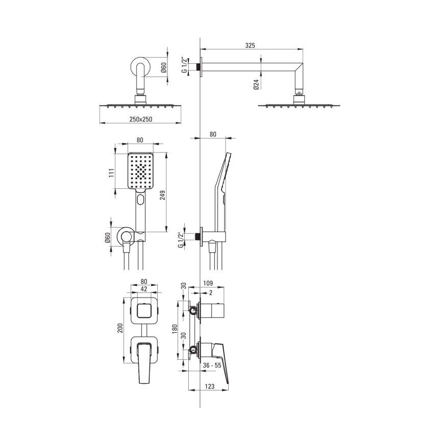 Deante NQL_N9YK - Душ комплект с вграден смесител BLUR черен