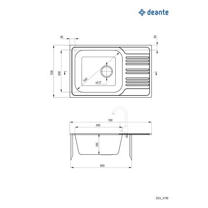Deante ZEX_011B - Кухненска мивка XYLO 50x78 см сатен
