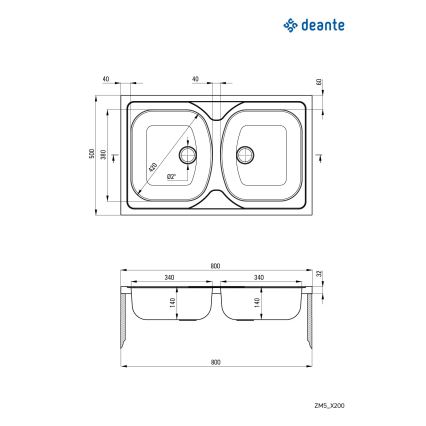 Deante ZM5_0200 - Кухненска мивка TANGO 50x80 см сатинирано покритие