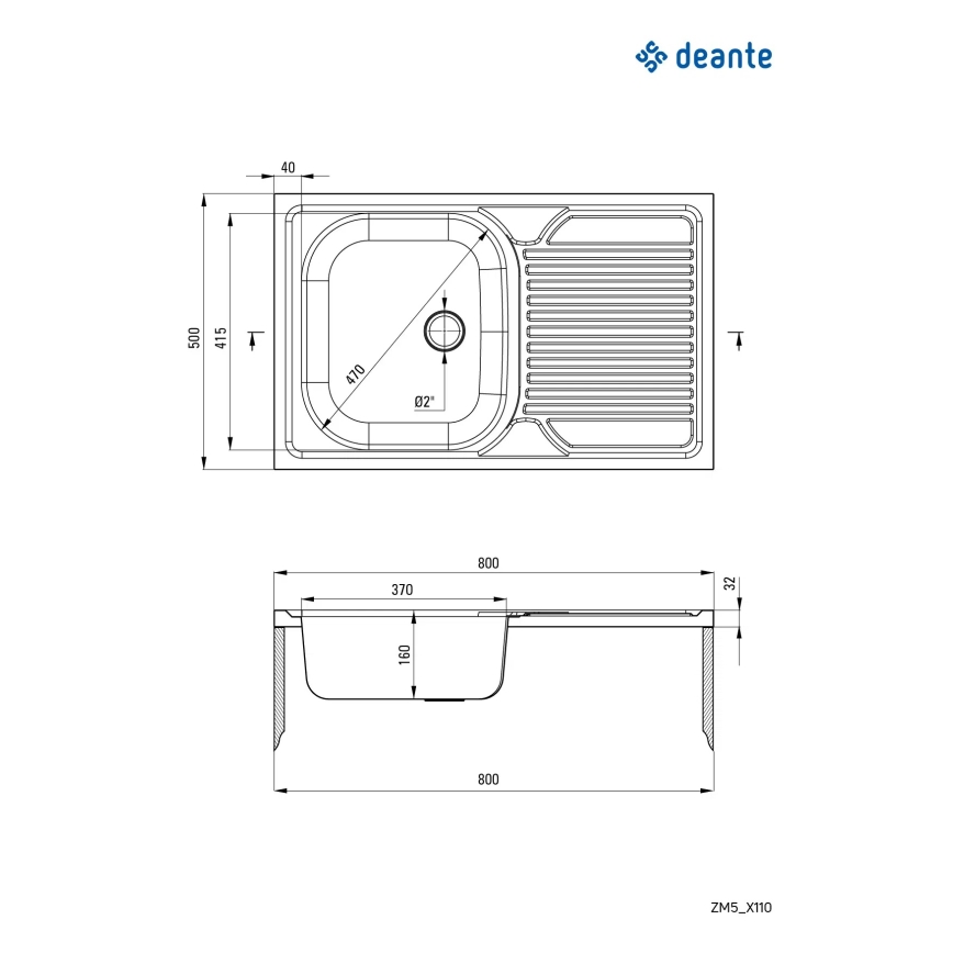 Deante ZM5_3110 - Кухненска мивка TANGO 50x80 см декор