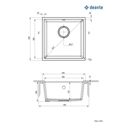 Deante ZQA_N10A - Кухненска мивка CORDA 44x44 см гранит/черен