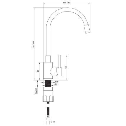 Deante ZQJNN103 - Кухненска мивка EVORA 50x50 см + смесител за мивка с гъвкаво рамо гранит/черен