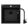 Deante ZQJNN103 - Кухненска мивка EVORA 50x50 см + смесител за мивка с гъвкаво рамо гранит/черен