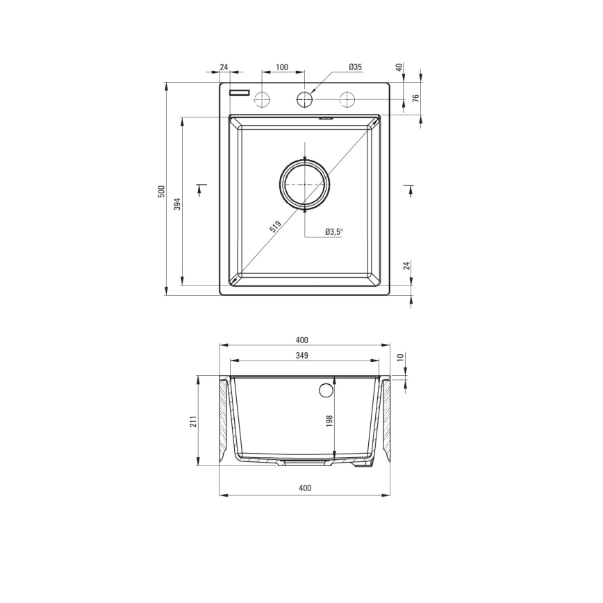 Deante ZRC_2103 - Кухненска мивка CORIO 50 x 40 см гранит/графит