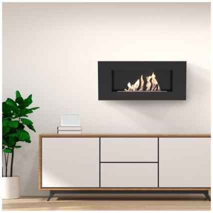 Kratki - Стенен био камина 40x90 см 1,5 kW черен