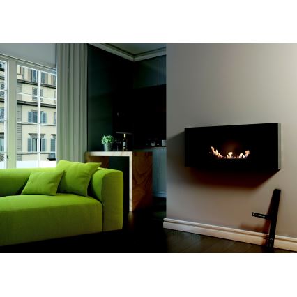 Kratki - Стенен био камина 40x90 см 1,5 kW черен