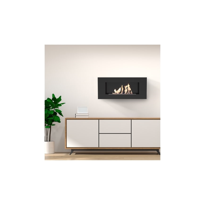 Kratki - Стенен био камина 40x90 см 1,5 kW черен