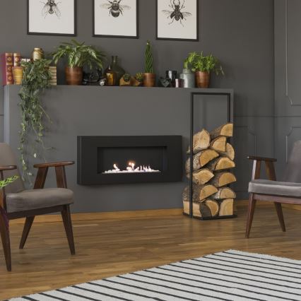 Kratki - Стенен био камина 40x90 см 1,5 kW черен