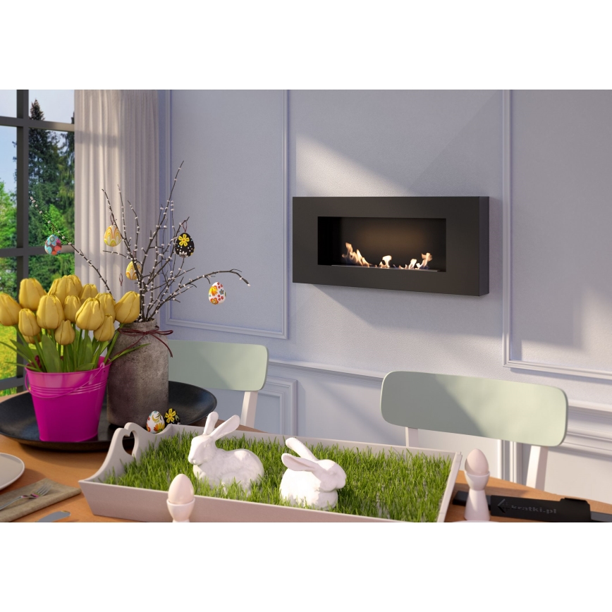 Kratki - Вграден био камина 40x90 см 2kW черен