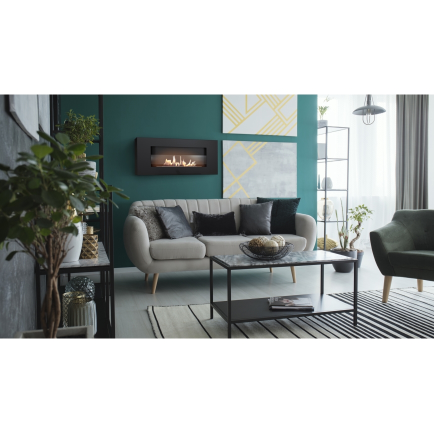 Kratki - Вграден био камина 40x90 см 2kW черен