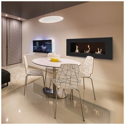 Kratki - Вграден био камина 40x120 см 3x1,1kW черен