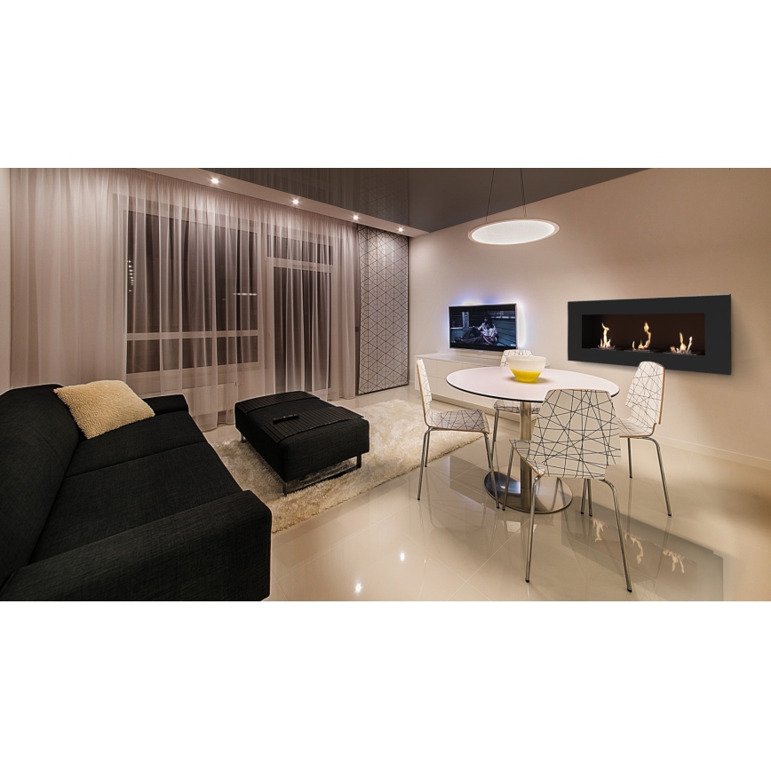 Kratki - Вграден био камина 40x120 см 3x1,1kW черен