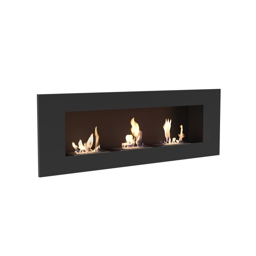 Kratki - Вграден био камина 40x120 см 3x1,1kW черен