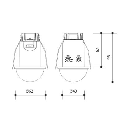 Детектор за движение и сумрак за окачен таван 360° 1200W/230V IP54 черен