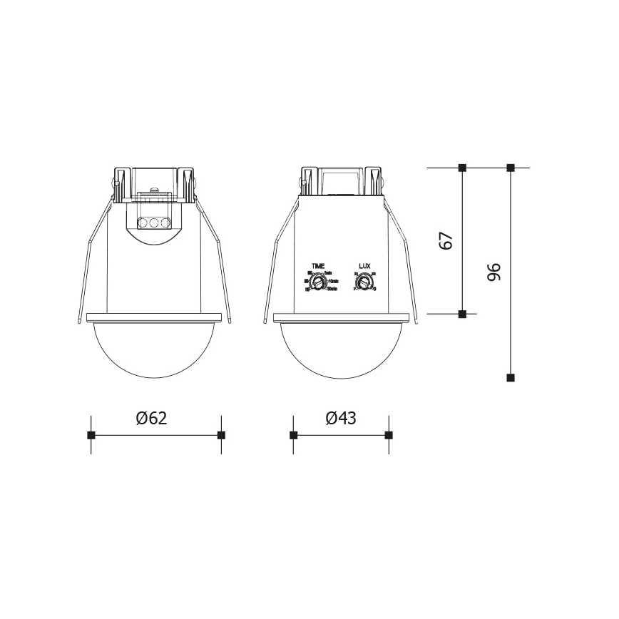 Детектор за движение и сумрак за окачен таван 360° 1200W/230V IP54 черен