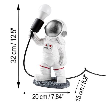 Детска лампа ASTRONAUT 1xE27/40W/230V сребриста/бяла