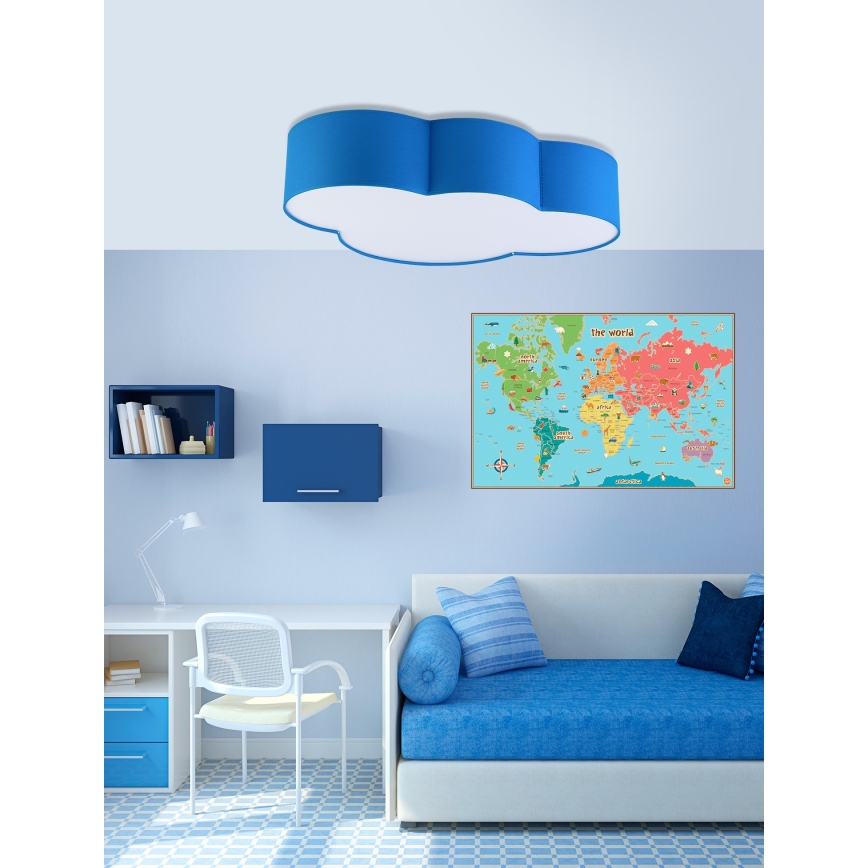 Детска лампа CLOUD 4xE27/15W/230V синя