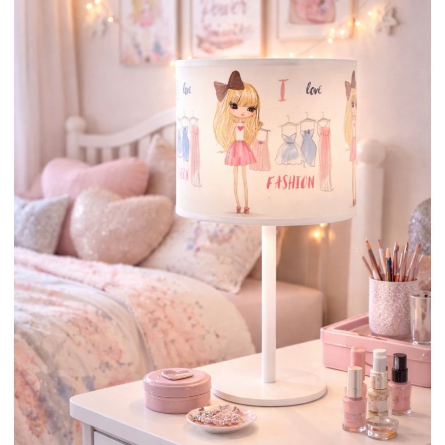 Детска настолна лампа GIRLS VIBES 1xE27/60W/230V диаметър 18 см Обичам модата