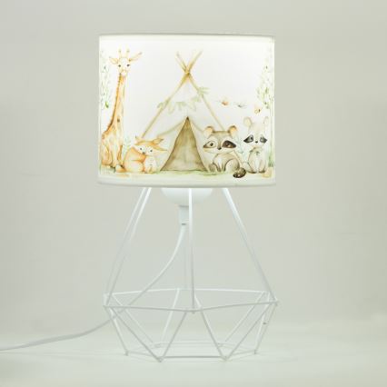 Детска настолна лампа KIDS ROOM, 1xE27/60W/230V, диаметър 18 см, с животински мотиви